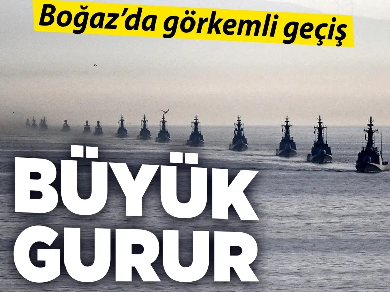 TCG Anadolu resmi geçit için savaş gemileriyle buluştu