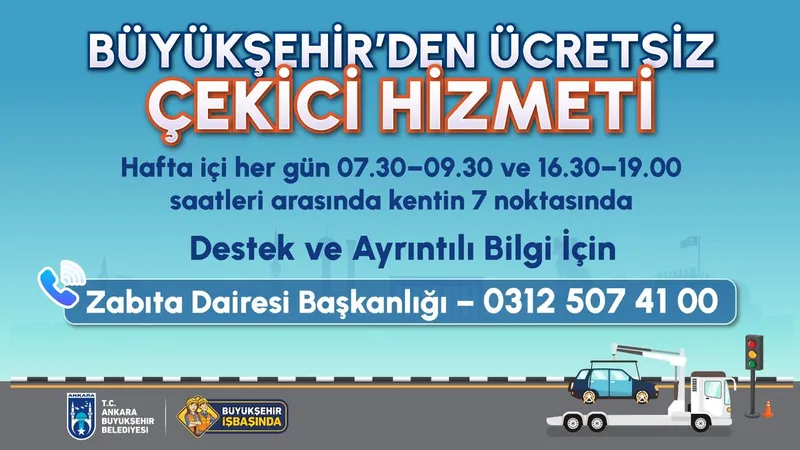 Ankara Büyükşehir Belediyesinden çekici hizmeti