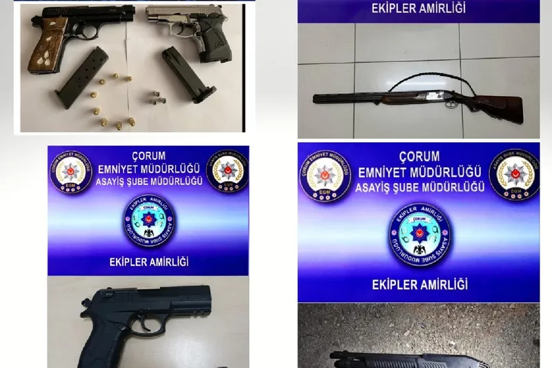 Çorum’da çok sayıda silah ve uyuşturucu ele geçirildi