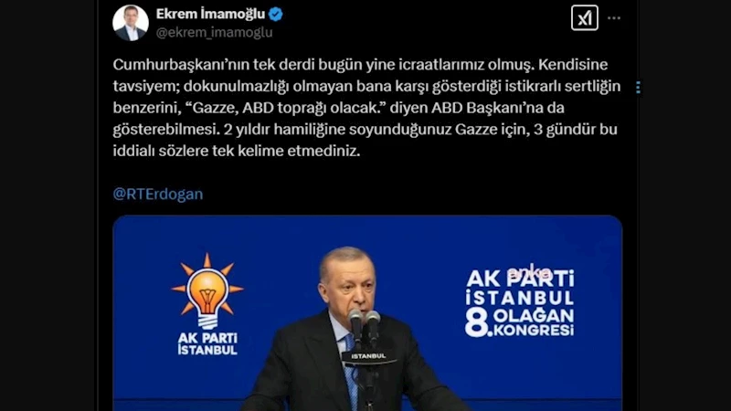 İmamoğlu’ndan Cumhurbaşkanı Erdoğan’a: 