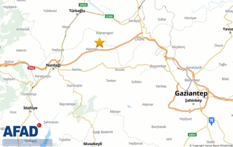 Gaziantep Nurdağı’nda 3.9 Büyüklüğünde Deprem Meydana Geldi 