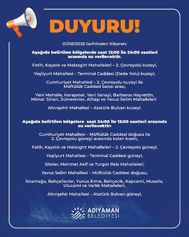 Adıyaman Belediyesi’nden mahallelere dönüşümlü su dağıtımı 