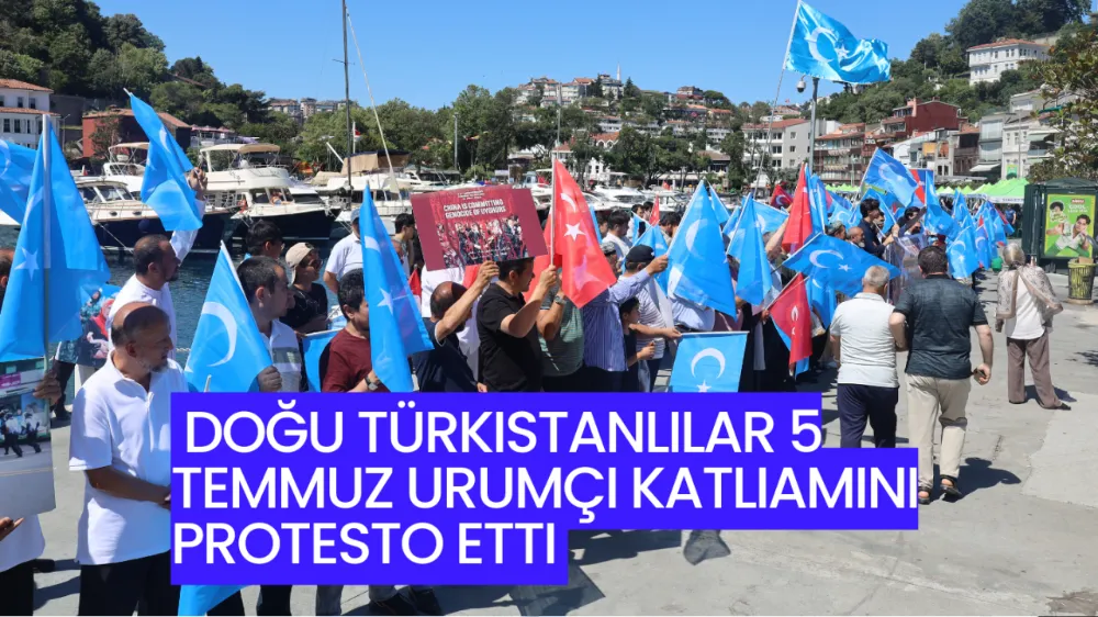 Doğu Türkistanlılar Çin Başkonsolosluğu Önünde 5 Temmuz Urumçi Katliamını Protesto Etti