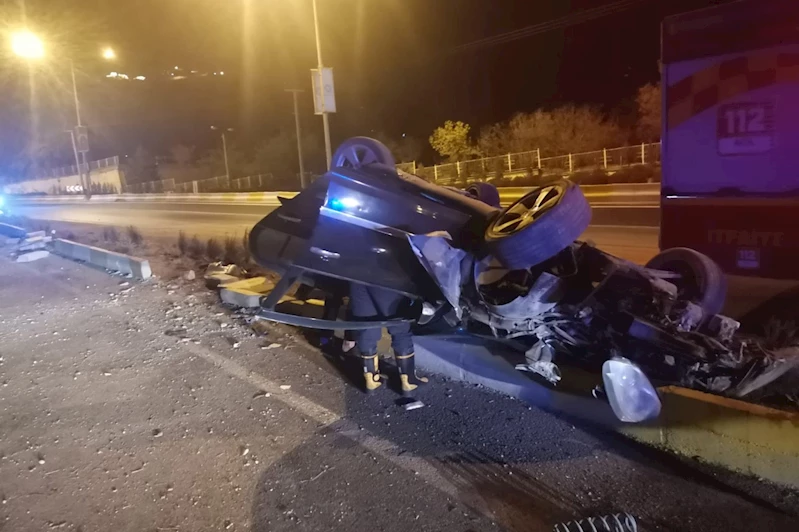 Kontrolden çıkan otomobil devrildi: Sürücü yaralandı