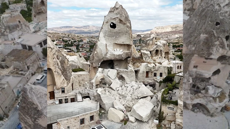 Kapadokya’da bir peribacası çöktü